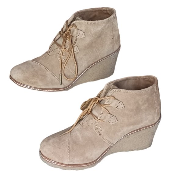 Toms women tan suede wedge ankle boots Size 7.5 - Picture 4 of 10